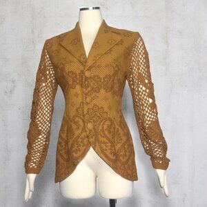 Vintage 80s Vivienne Tam for East Wind Code Jacquard Crochet Blazer Jacket S